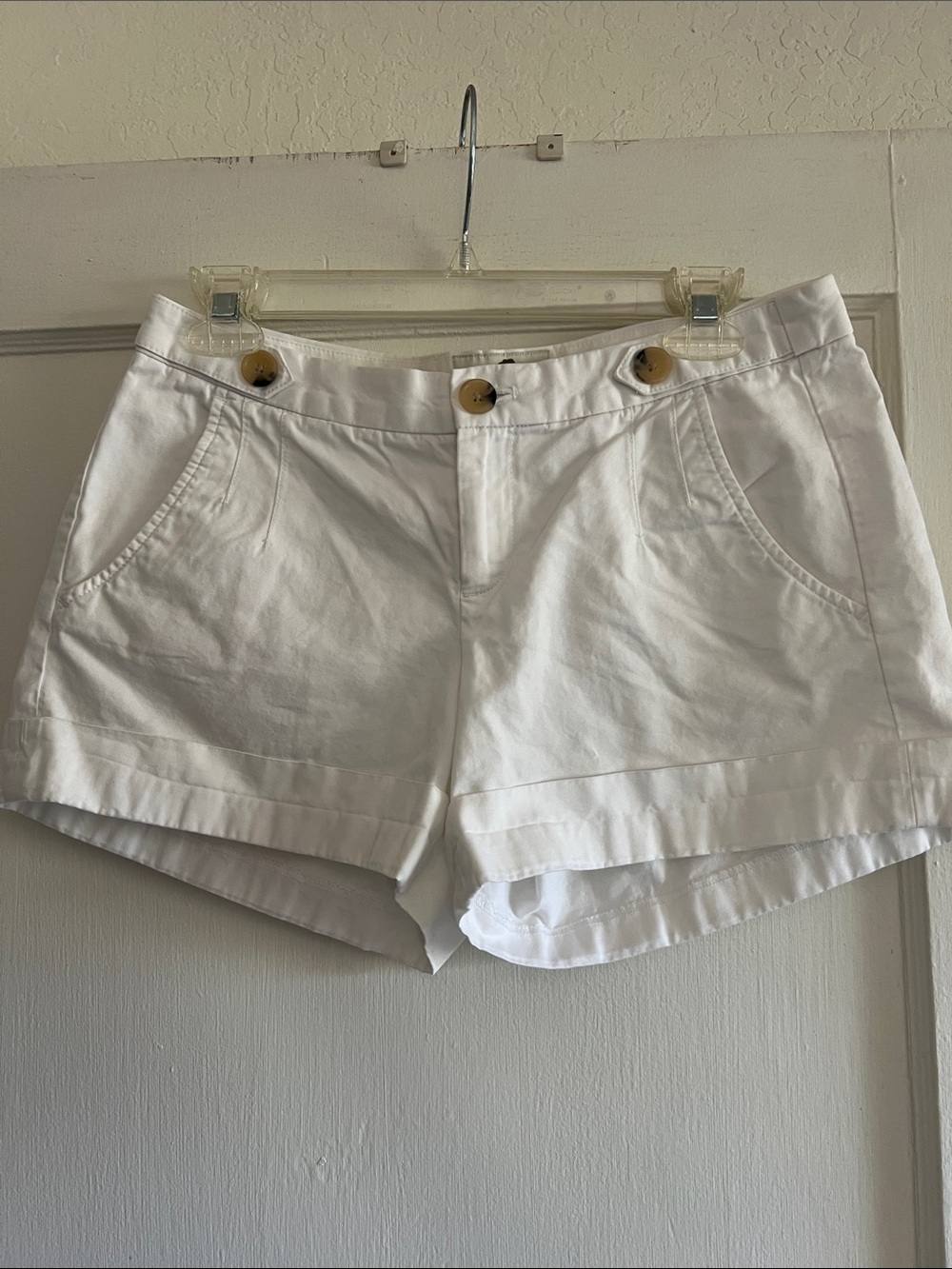 Banana Republic White Button-Accent Bermuda Shorts